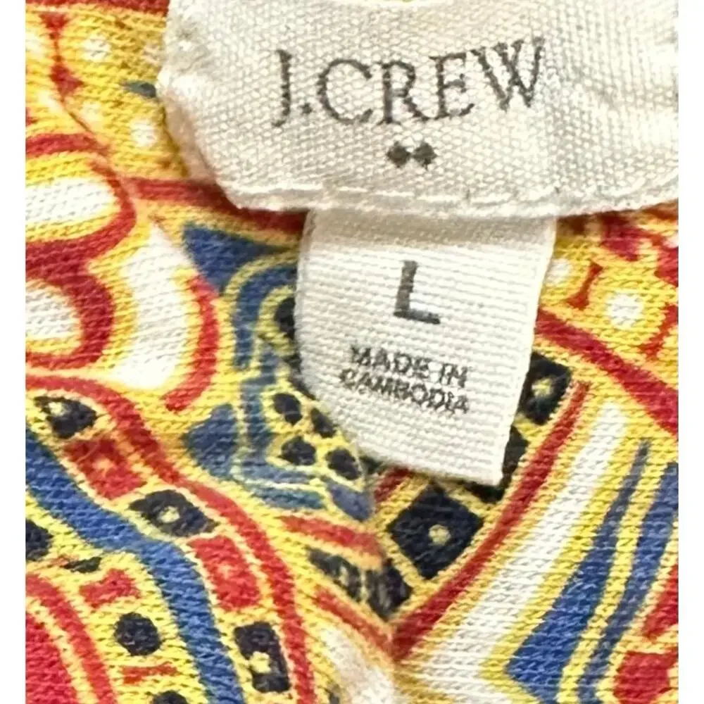 J. Crew Cotton Paisley Empire Peplum Top 97140 Size L